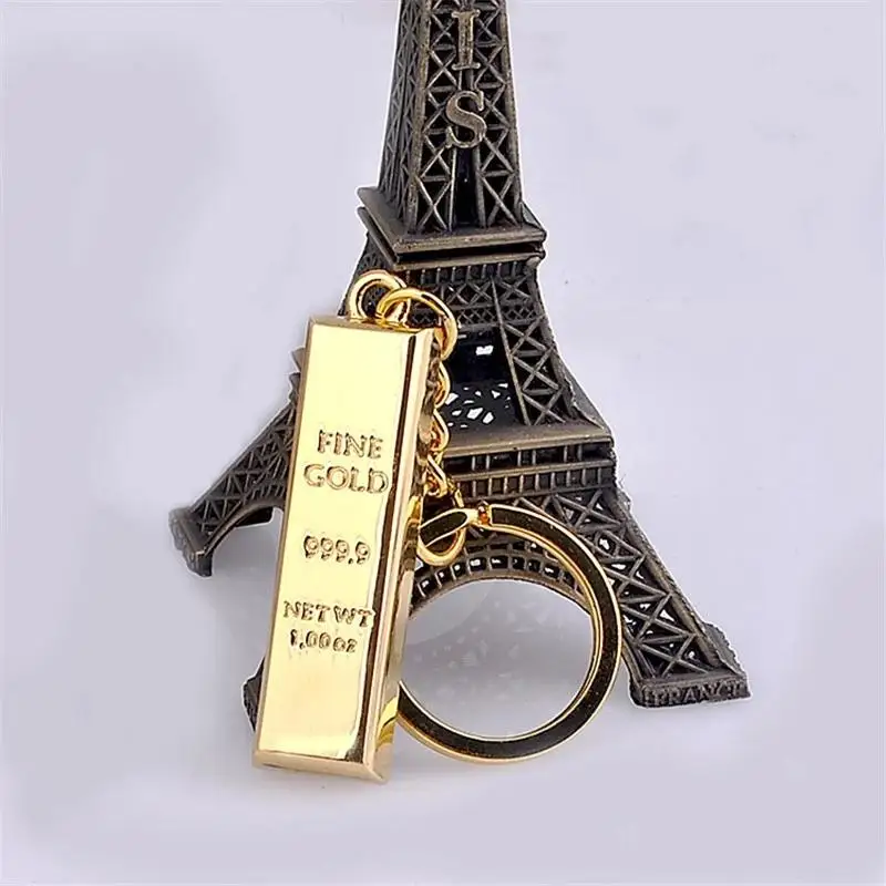 Simple Simulation Gold Bar Metal Keychain Creative Keyring Handbag Pendant Accessories for Women Car Key Holder Charms Gifts