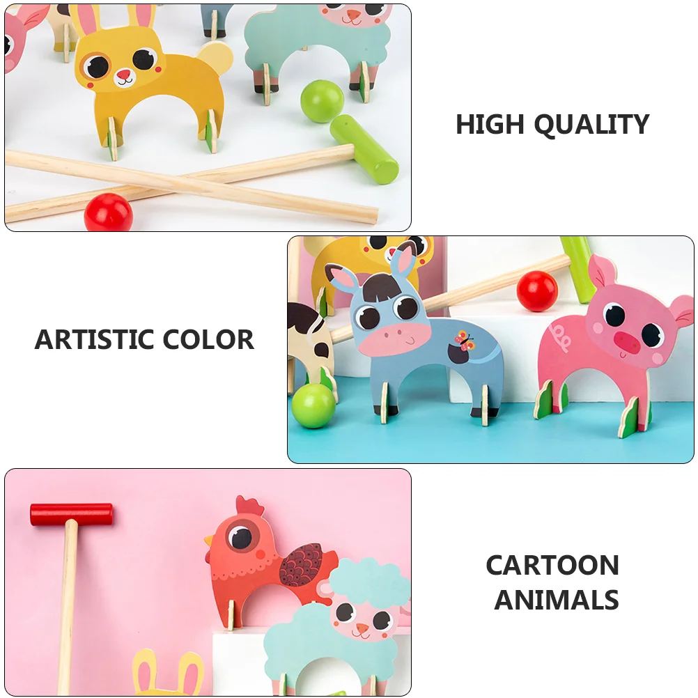 Animal Croquet Preschool Games Toy Kids Interactive Toddler Toys Balls Recognize Cognitive Outdoor for