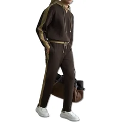 Skin friendly Modal space cotton men's casual hooded Spring and Autumn sports hoodie two-piece set