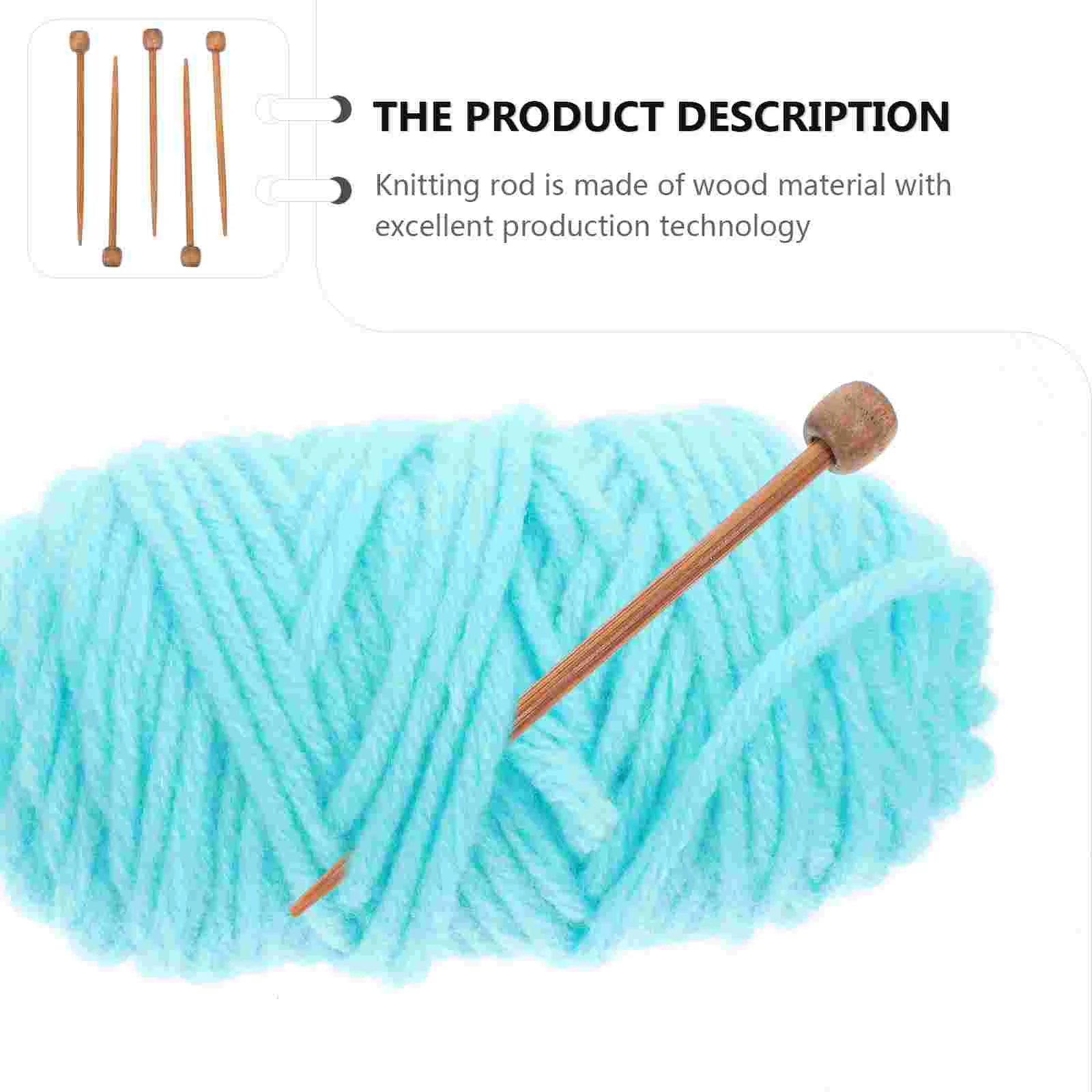 20 PCS Mini Needle Knitting Sticks Brooch DIY Rods Six Colors Short Weaving Tool Walnut Wood Set