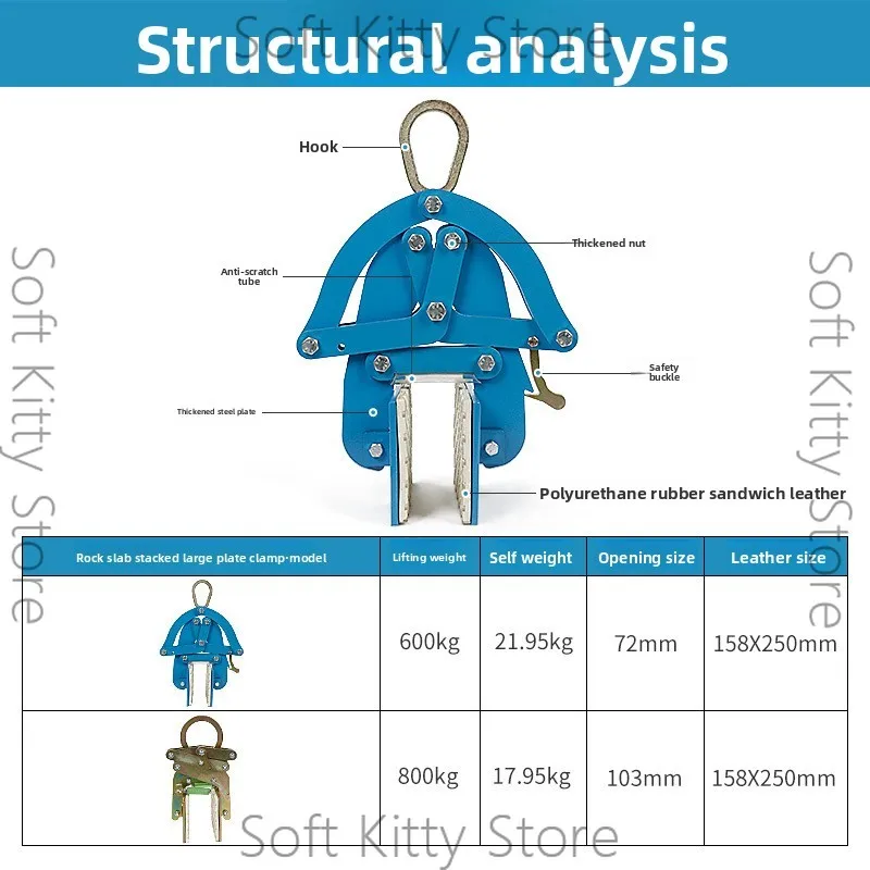 Rock slab large slab clamp stone marble slab clamp hanging clamp lifting tool white rubber does not dye fade