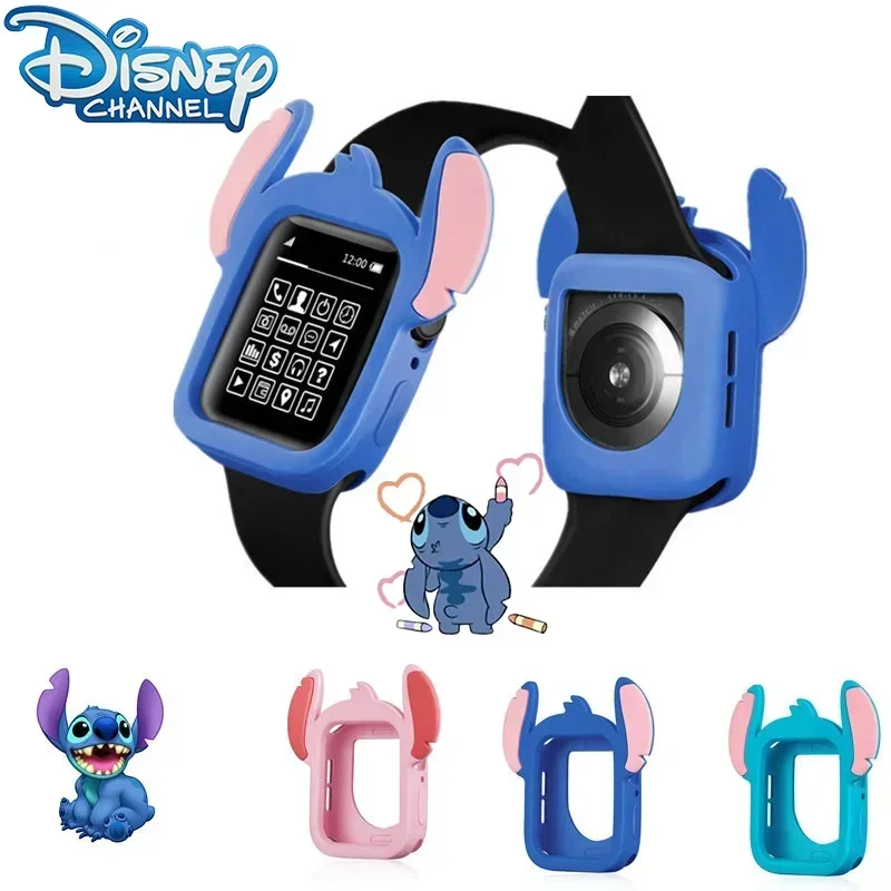 Disney Stitch Watch Case Silicone 40/44mm Kawaii Anime Style Cartoon Suitable for Children Apple Watch 456 Fall Protection