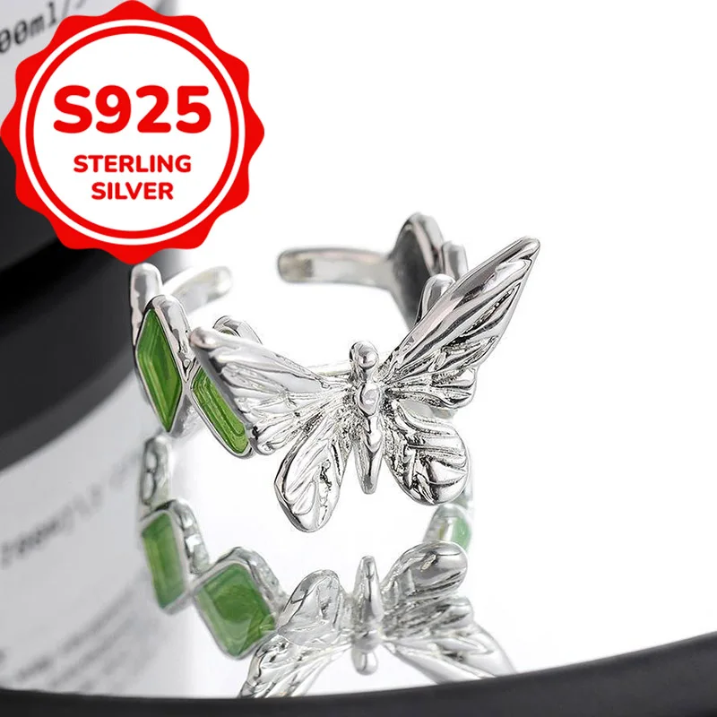 925 sterling silver new Chinese style butterfly dropper with adjustable opening for a luxurious and elegant ring