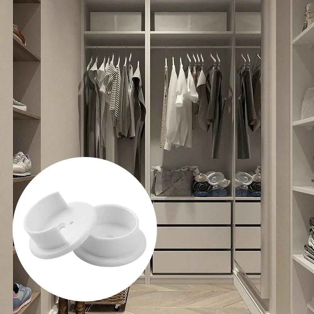 2Pairs Heavy Duty Closet Pole Sockets Solid Plastic White Color Wardrobe Tube Support U-Shaped Open Type With Screws