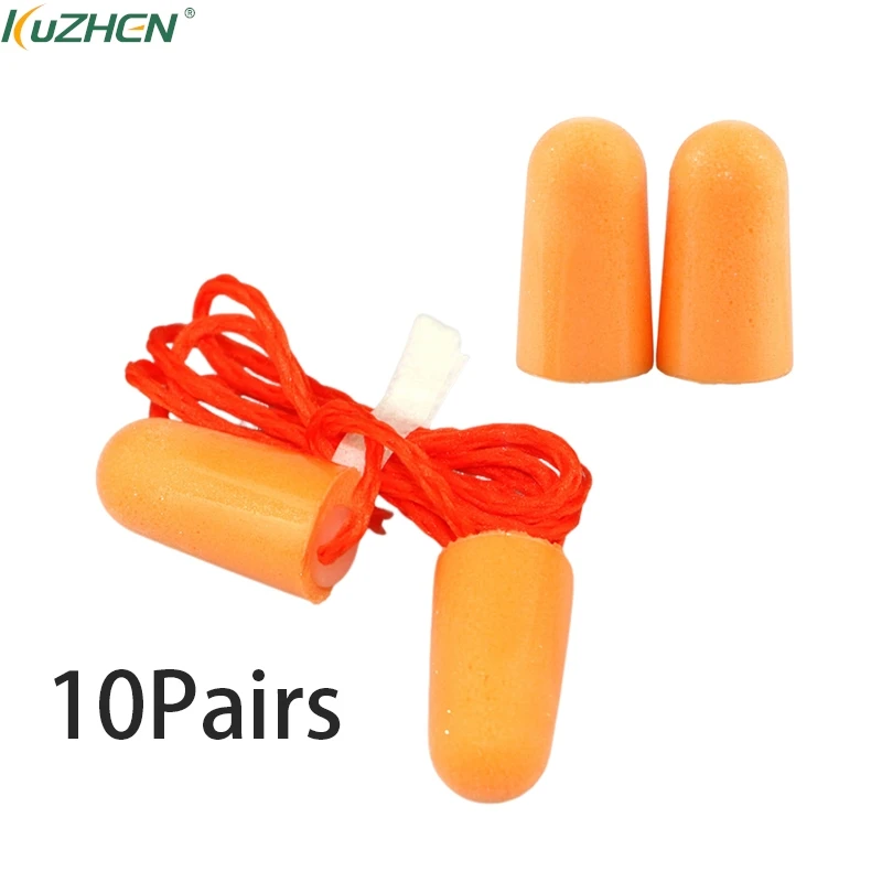 10Pairs PU Sponge Sound Insulation Earplugs Soft Protect Hearing Sleeping Ear Plugs Orange Anti-Noise Noise Prevention Earmuff