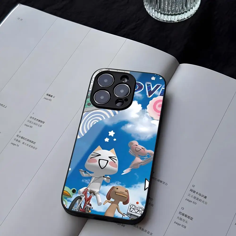 Inoue Toro CUTE Cat Mouse Pad Tempered Glass For iPhone 13 14 16 12 15 11 Pro Max Plus Mini X XR SE2020 Coque