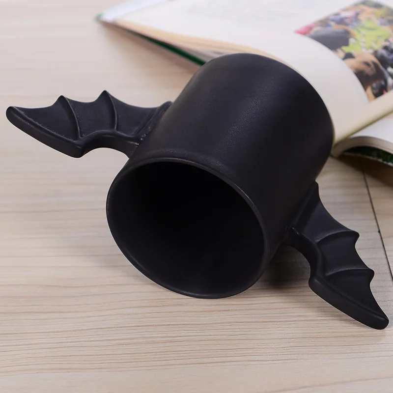 New Creative Bat Strange Ceramic Mug Cartoon Cup Black Wings Water Cup Coffee Cup Kitchen Hero Cup High Quality Coffee Cup Milk