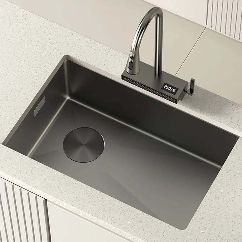 

Smart Stainless Steel Kitchen Sink Fregaderos De Cocina Waterfall Black Modern Kitchen Sink