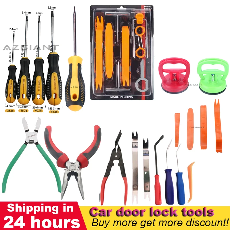 AZGIANT Car Hand Repair Tool Kit Screwdriver T8 T15 T20 T30 Phillips Flat U-shaped Needle Nose Pliers Disassembly Pry Plate NEW