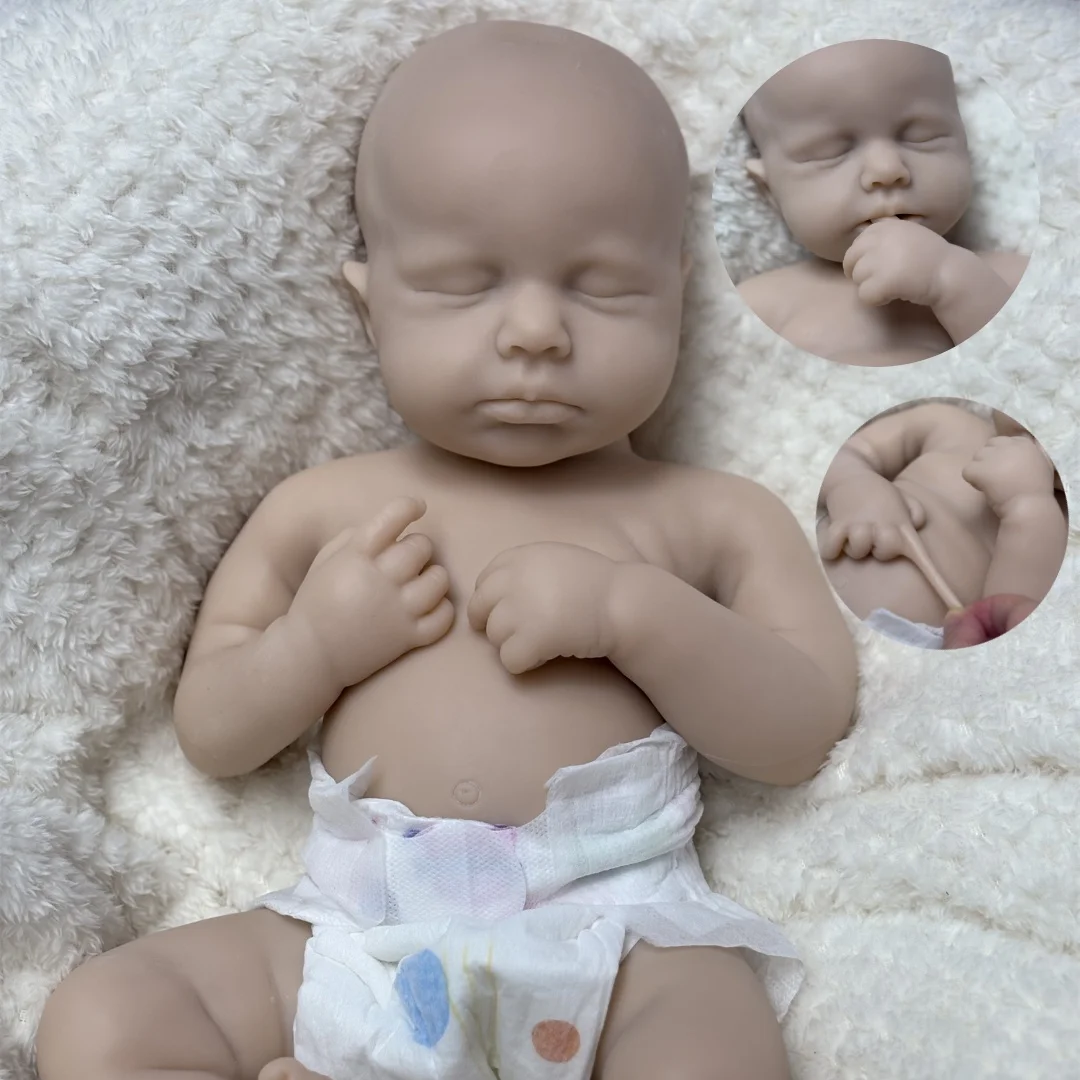 Can Open Mouth &Washable 18Inch LouLou Solid Silicone Bebe Reborn Girl Unpainted Skin Lifelike Real Silicone Newborn Baby Doll