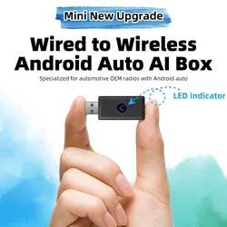 New Upgrade Mini Wired to Wireless Android Auto Adapter for Wired Android Auto Car Smart Ai Box Bluetooth WiFi  Auto connect Map