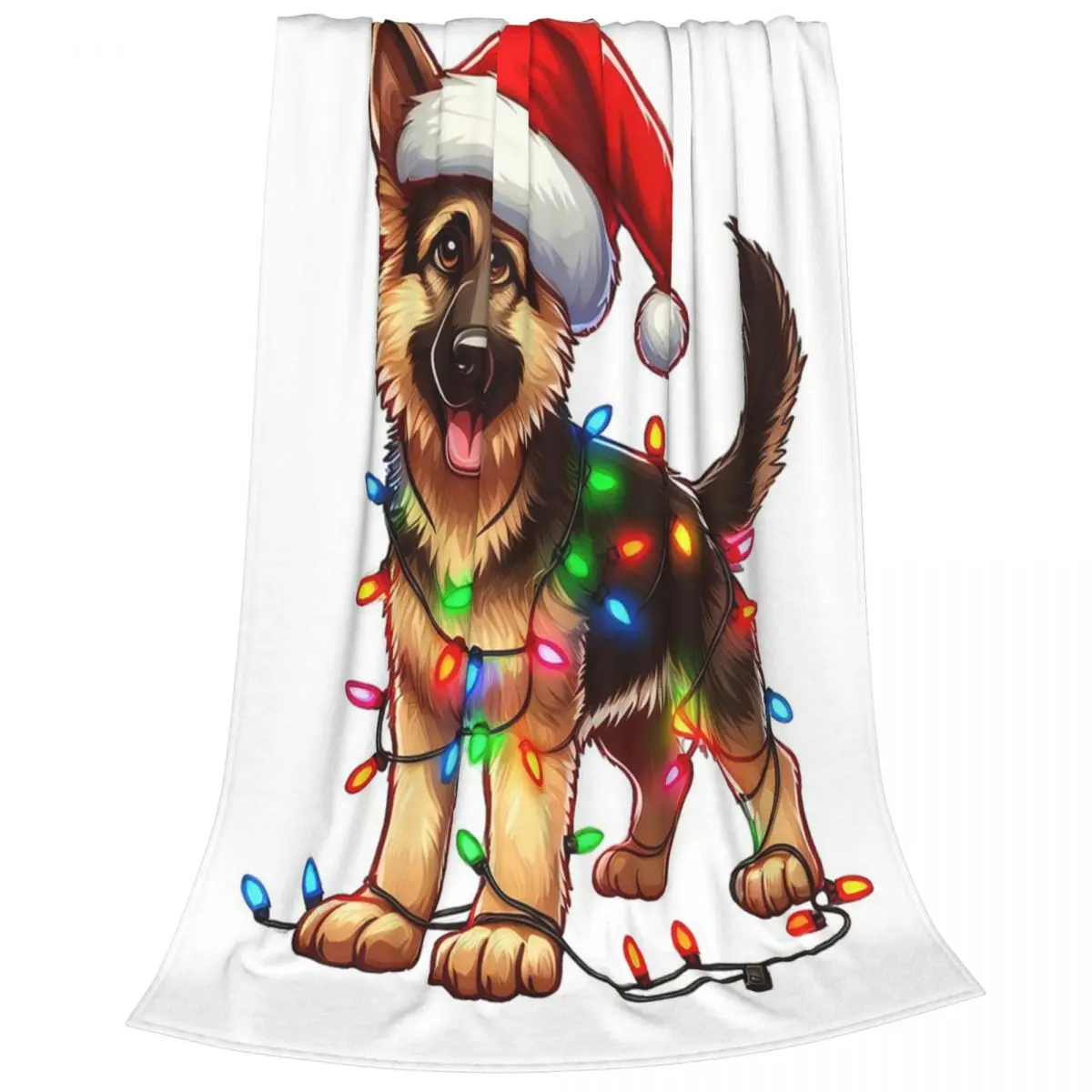 German Shepherd Dog Christmas Blankets Flannel Multi-function Sofa Throw Blankets For Home Bedroom Throws Bedspread Quilt