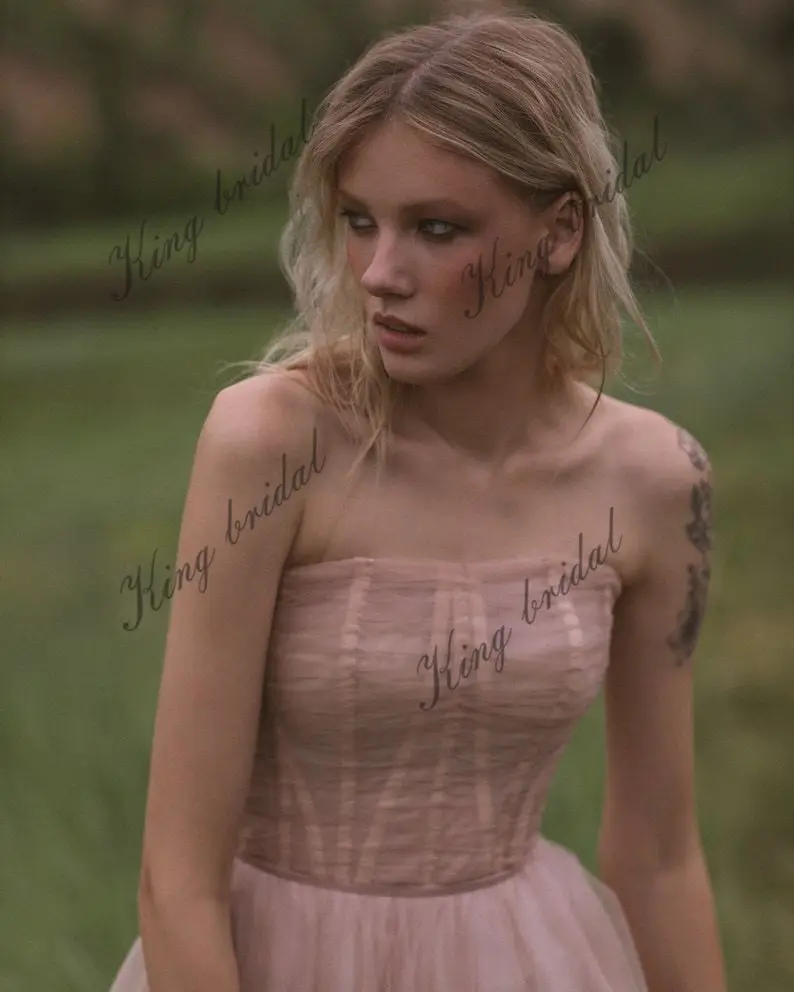 Румяное корсетное свадебное платье А-силуэта, романтическое свадебное платье, тюлевое платье, свадебное платье, вечерние платья, простое свадебное платье