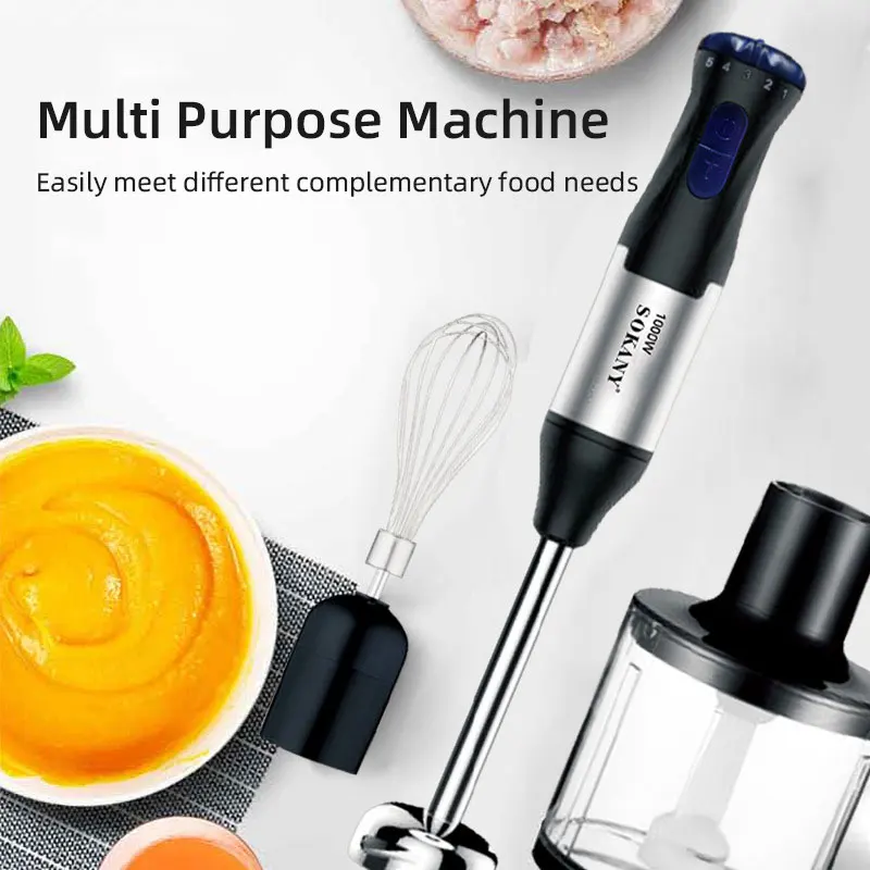 4 In 1 Portable Handheld Electric Blender, 1000W Multi-Functional Household Kitchen Electric Mixer,Food Processors,Egg Beater