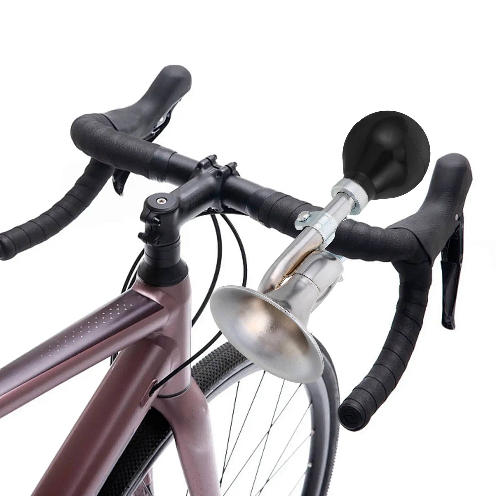 自転車ホーン クラシックカタツムリエアホーン 湾曲した大音量のクリアなサウンド マウンテンバイク、子供用自転車、大人用自転車に簡単に取り付け可能