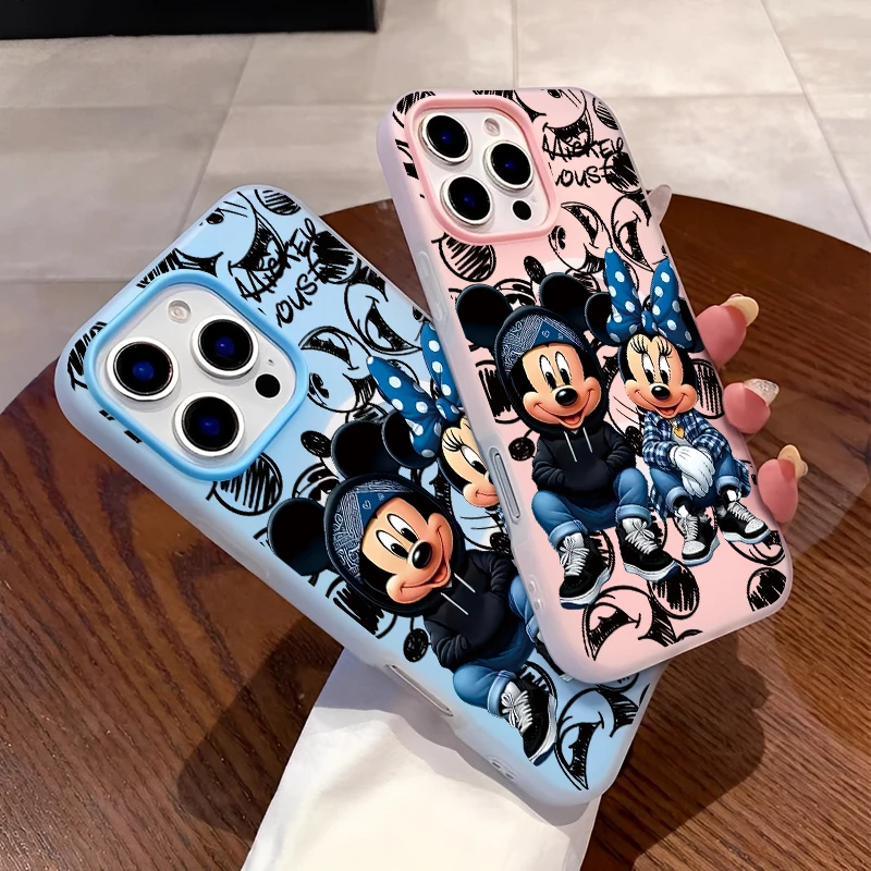 

Cool Mickey Minnie Mouse Blue Dot Bow Silicone Magsafe Magnetic Phone Case For iPhone 16 Pro Max 15 14 Plus 13 12 11 Back Cover