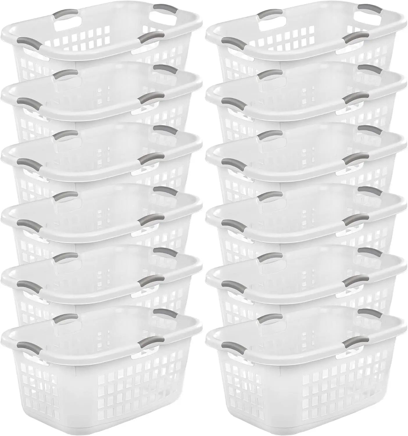 

2 Bushel Ultra Laundry Basket, Large, Plastic with Comfort Handles to Easily Carry Clothes to and from the Laundry Room, White