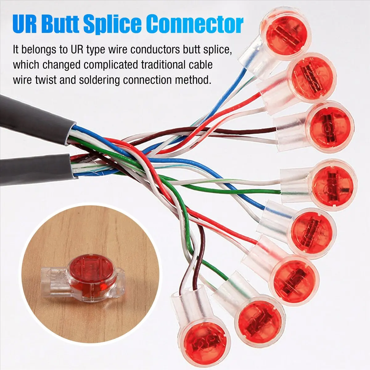 Y60A NEW-55 Pieces Gel Splice UR Connector 3 Port Wire Connectors Red+Clear