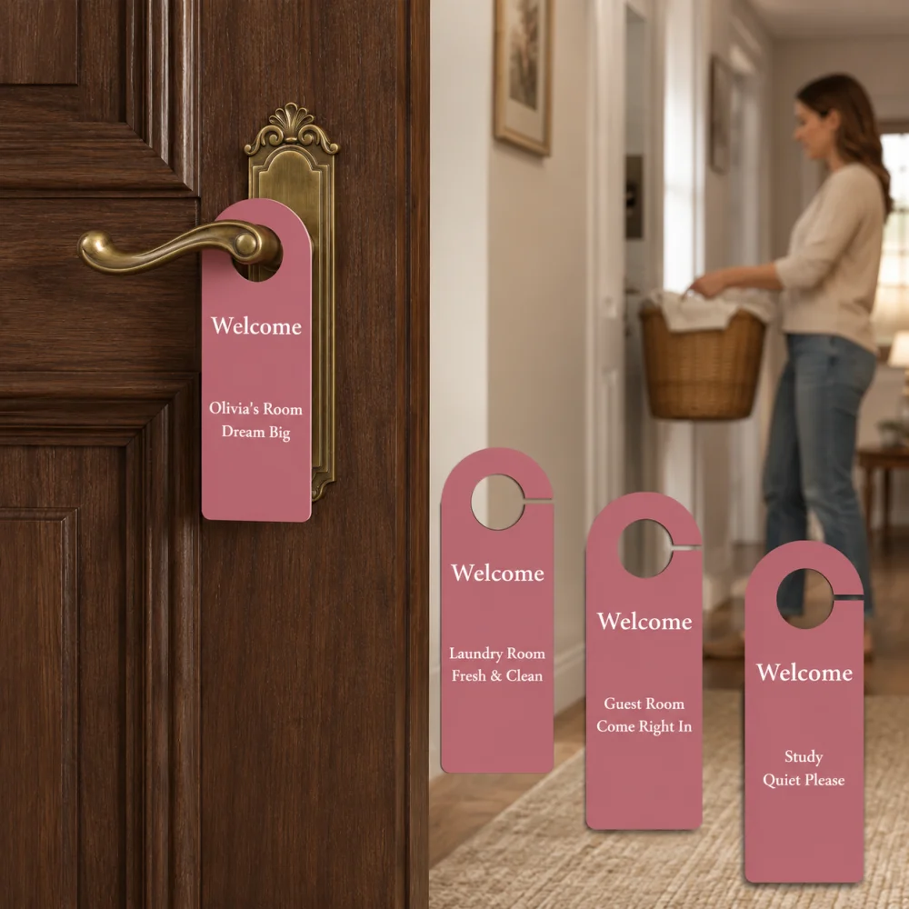 20Pcs Personalized Custom Your Text Logo Name Desigh Double Sided Customized Door Handle Pendant Room Hanging Sign Door Hanger
