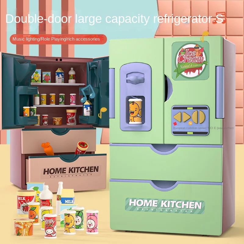 Children Play House Kitchen Large Simulation Refrigerator Toy