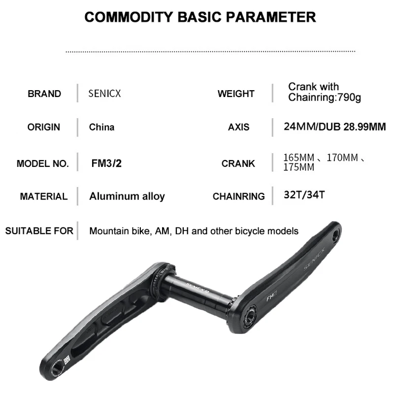 SENICX DUB MTB Cranks 24mm Ultralight Aluminum alloy Bicycle Crank 165mm 170mm 175mm Crankset Arms for GXP AM Downhill Bike Part