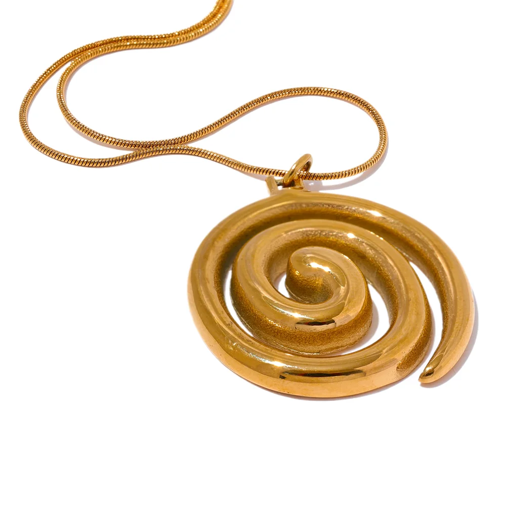 Yhpup Trendy roestvrijstalen ronde cirkel hanger ketting 18K PVD vergulde waterdichte verklaring nek sieraden bijoux femme nieuw