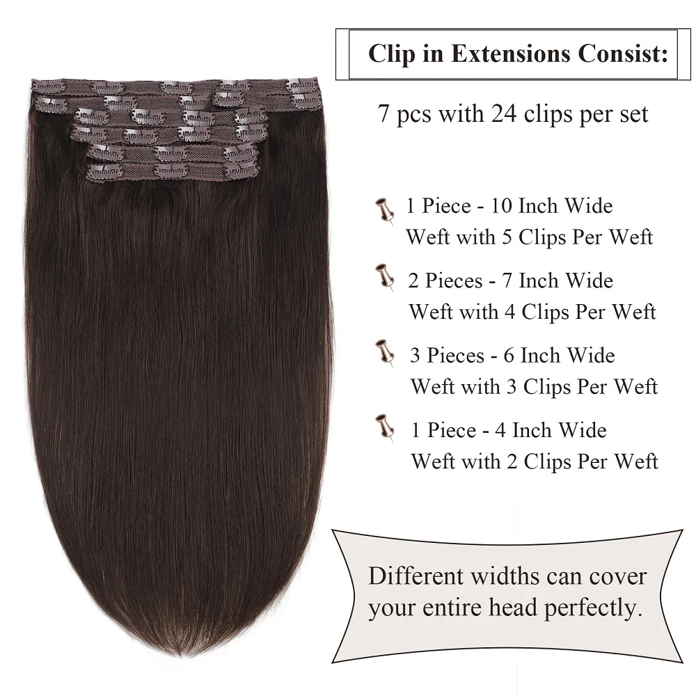 Seamless Clip Em Extensões De Cabelo Humano Cor Reta Marrom Para As Mulheres 120G/220G Aliexpress França Humain Extensão Do Grampo De Cabelo