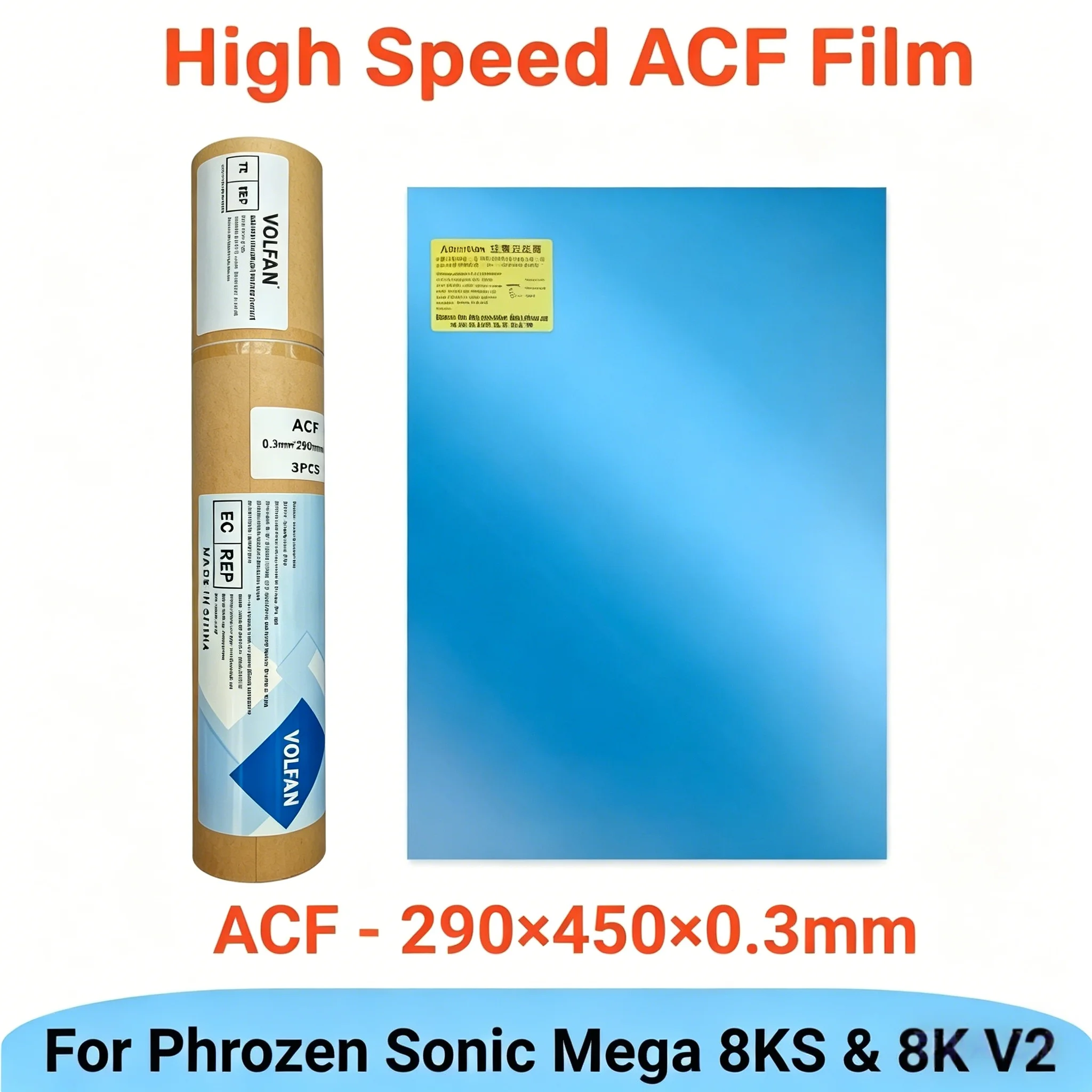 

VOLFAN ACF Film 290x450x0.3mm For Phrozen Sonic Mega 8KS 8K V2 HALOT Mega Saturn 3 Ultra Release Films Resin 3D Printer Parts
