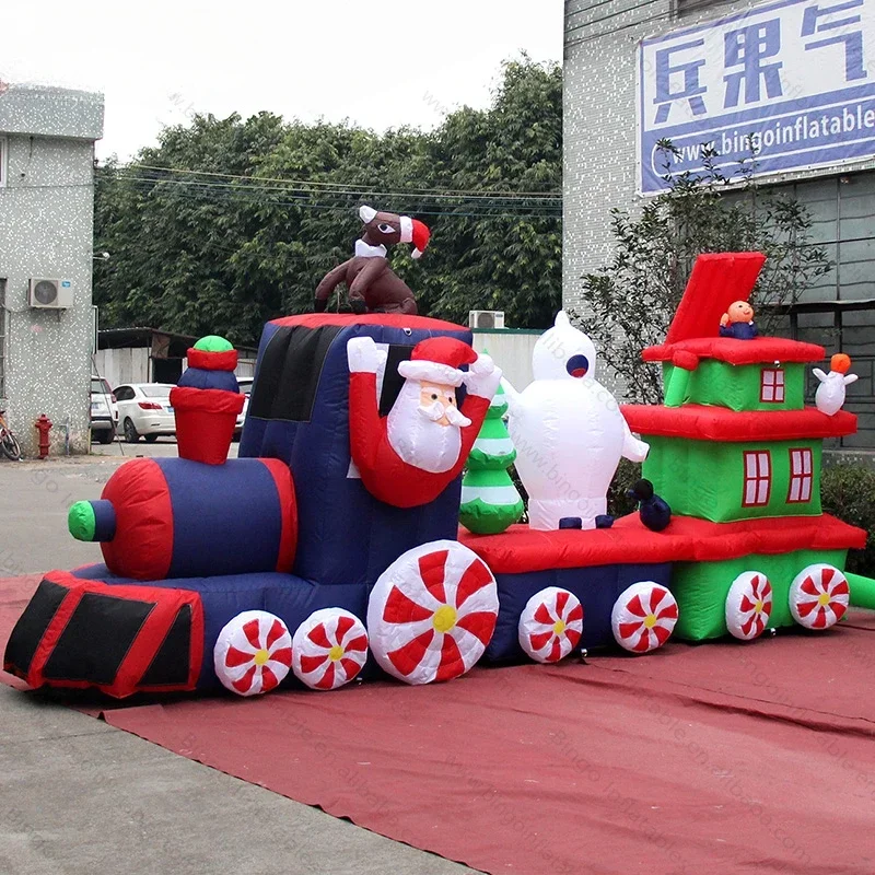 Newly Design Inflatable Christmas Train with Santa Snowman for Xmas Decoration