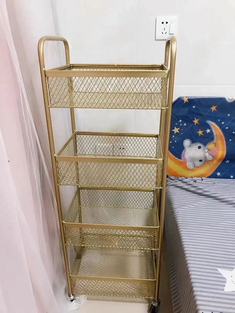 عربة دوارة لصالونات التجميل عربة تخزين مستحضرات التجميل المحمولة لأدوات وشم شعر الأظافر 3 طبقات عربة صالونات التجميل المعدنية