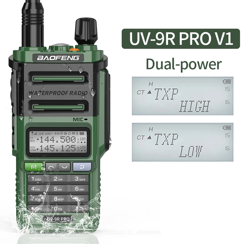 Baofeng-UV-9R Pro Waterproof Walkie Talkie, IP68, High Power, Long Range Radio Upgrade, Ham Two Way Radio, VHF Radio2024