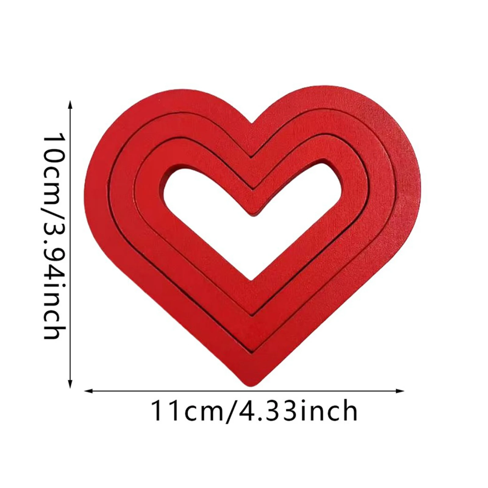 1 Set Valentinstag Liebe Herz Ornament DIY Abnehmbare Holz Rote Herz Form Zeichen Figur Statue Skulptur Hause Dekoration