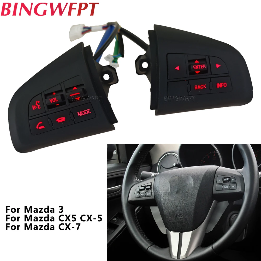 

For Mazda 3/5 CX7 BL 2008 - 2013 Steering Wheel Remote Control Switch Volume AdjustButton Bluetooth Button Music Switch