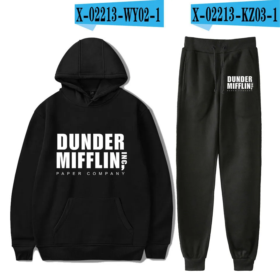 

2024 The Office TV Show Dunder Mifflin Men Women Long Sleeve Winter Sweatshirts Tracksuit Sets Winter Hoodies Pants 2 Piece Set