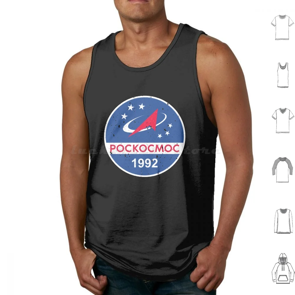 Pockocmoc 1992 Tank Tops Print Cotton Pockocmoc Roscosmos Russia Space Logo Russian Astronaut Stars Cosmonaut Space