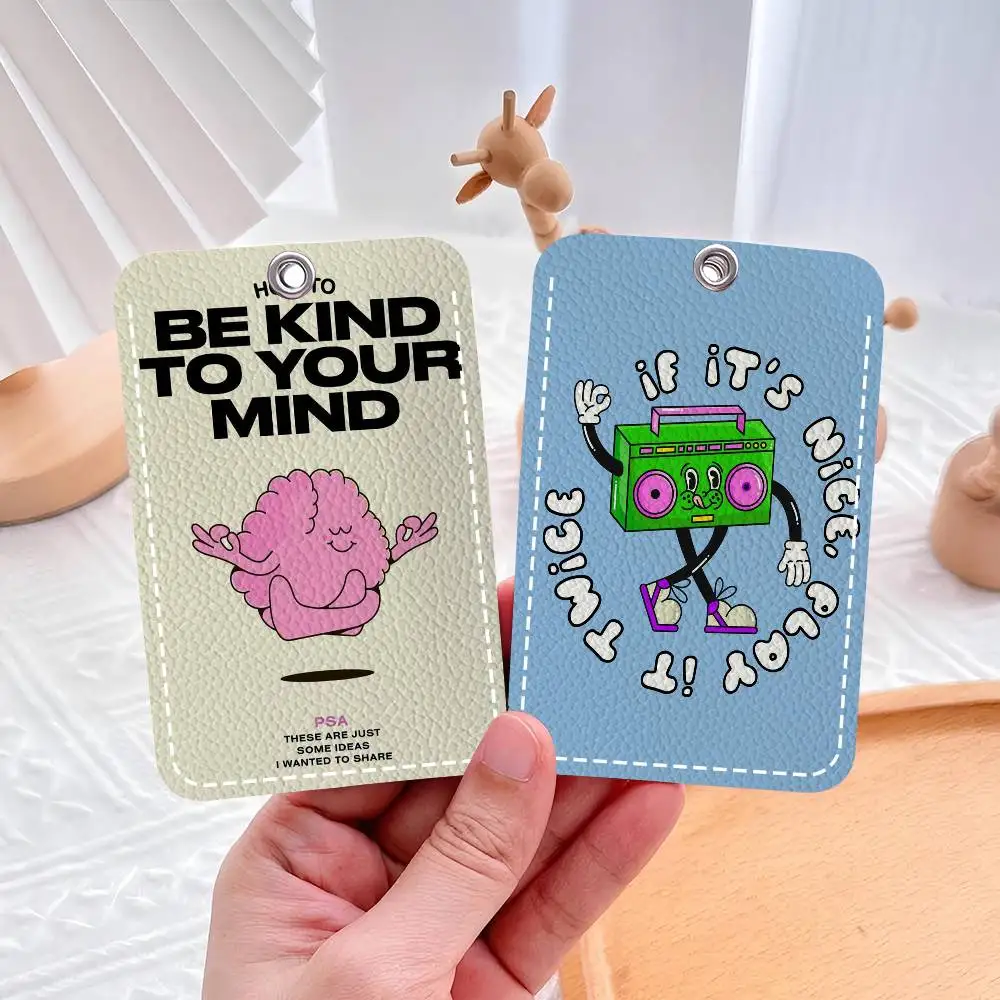 

Modern Quotes Inspirational Words Versatile Leather Card Holder Compact Keychain Wallet for All Small Cards