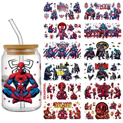 Super Hero Spiderman Hulk festa del papà 16oz DTF Sticker Cups personalizza UV Wrap Transfer Logo fai da te autoadesivo impermeabile