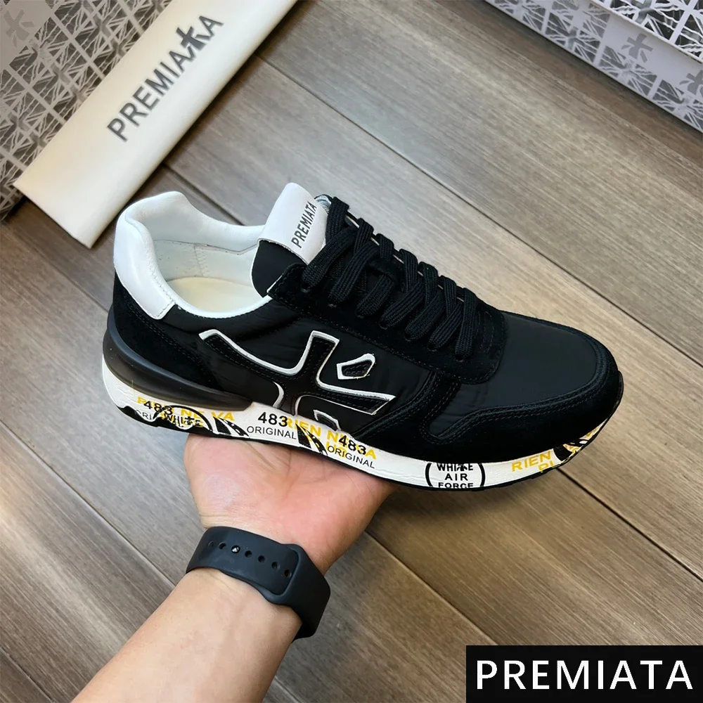 PREMIATA Men's Retro Trendy Fashion Simple Casual Sports Shoes Mesh Breathable Soft Sole Cushioning Lightweight Running Shoes