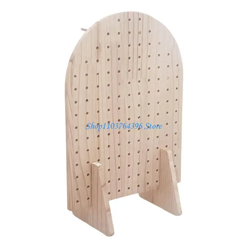 حامل عرض مجوهرات خشبي بني متعدد الاستخدامات وموفر للمساحة مع خطافات قابلة للإزالة لملابس غرفة النوم #2