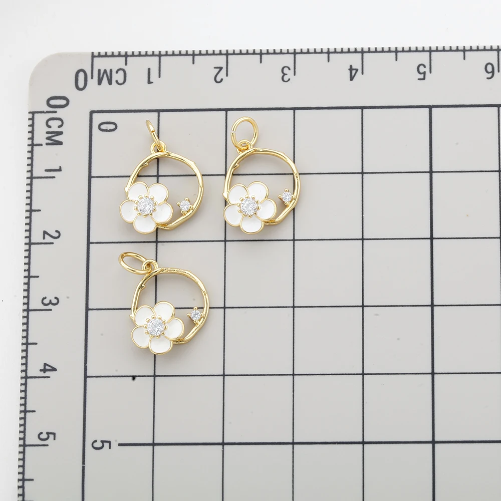 3 قطعة/الوحدة لطيف زهرة سحر لصنع المجوهرات لوازم الذهب اللون الزركون Diy أقراط سوار قلادة المفاتيح بالجملة #2
