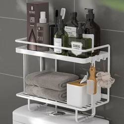 1Pc Bathroom Accessories Shelf Above The Toilet Tank Wrought Iron Toilet Punch-free Multi-functional Storage Rack