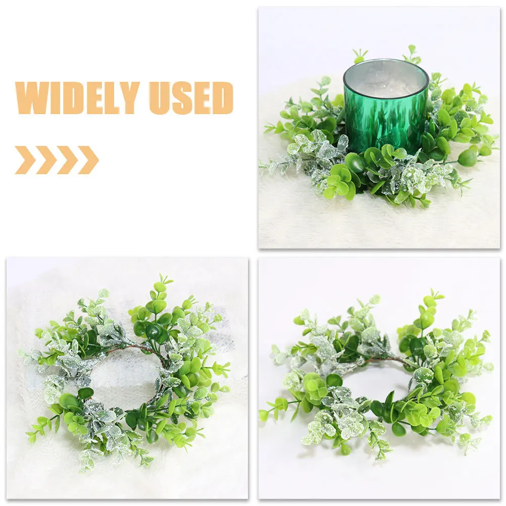 

4Pcs Eucalyptus Ring Wreath Realistic Faux Leaf Decor for Home Wedding Table Centerpiece Holiday Party Hanging Decoration