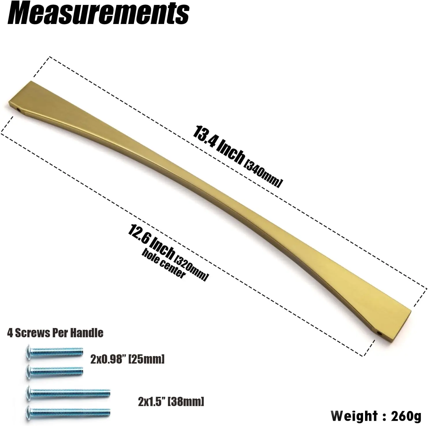 6 Pack Brushed Gold Cabinet Handles 12.6 Inch Hole Centers Zinc Alloy Arch Pulls For Cabinet Drawer