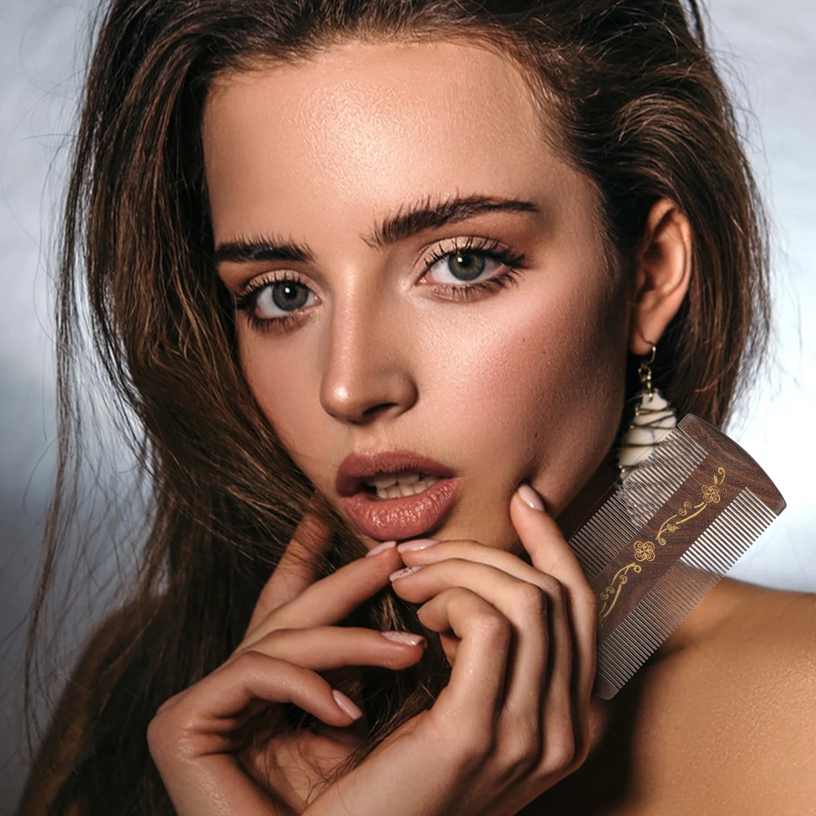 

Деревянная расческа с мелкими зубьями для женщин, 12 см, золотой сандал, средство для удаления перхоти и примесей, портативный карманный инструмент для укладки волос