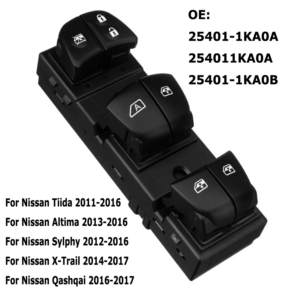 New Electric Window Switch Lifter Control Button Parts For Nissan Qashqai Altima Sylphy Tiida X-Trail 254011KA0A Car Accessories