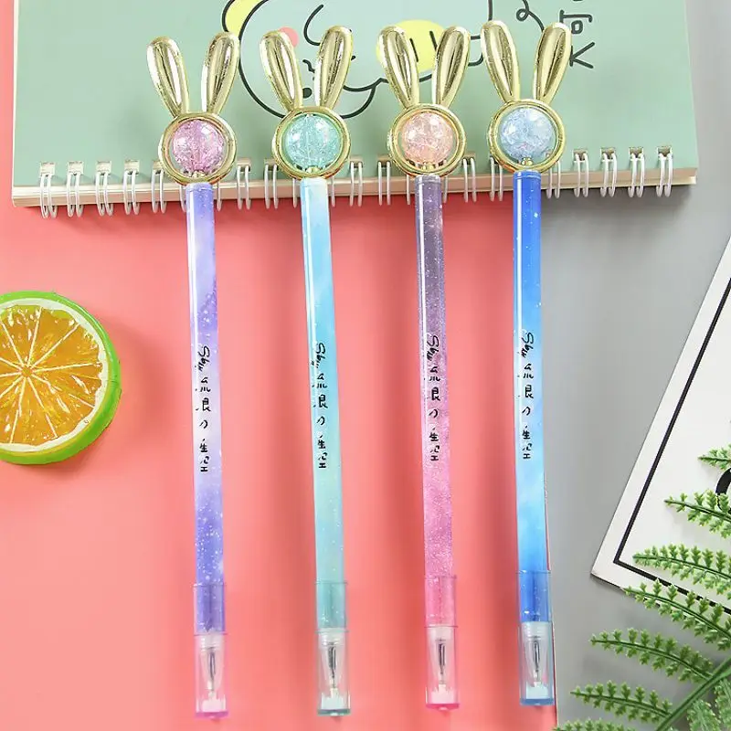 4 Pieces Stationery Cute Cartoon Rabbit Crystal Gel Pen Creative