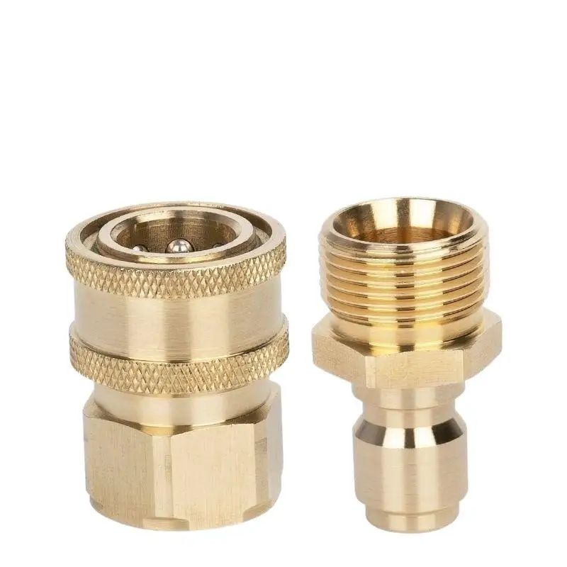 ✰✪Quick Plug Washer Brass Pressure Release Connector M22 15 Female 1/4 Male Pair Hose Inch Adapter Gar