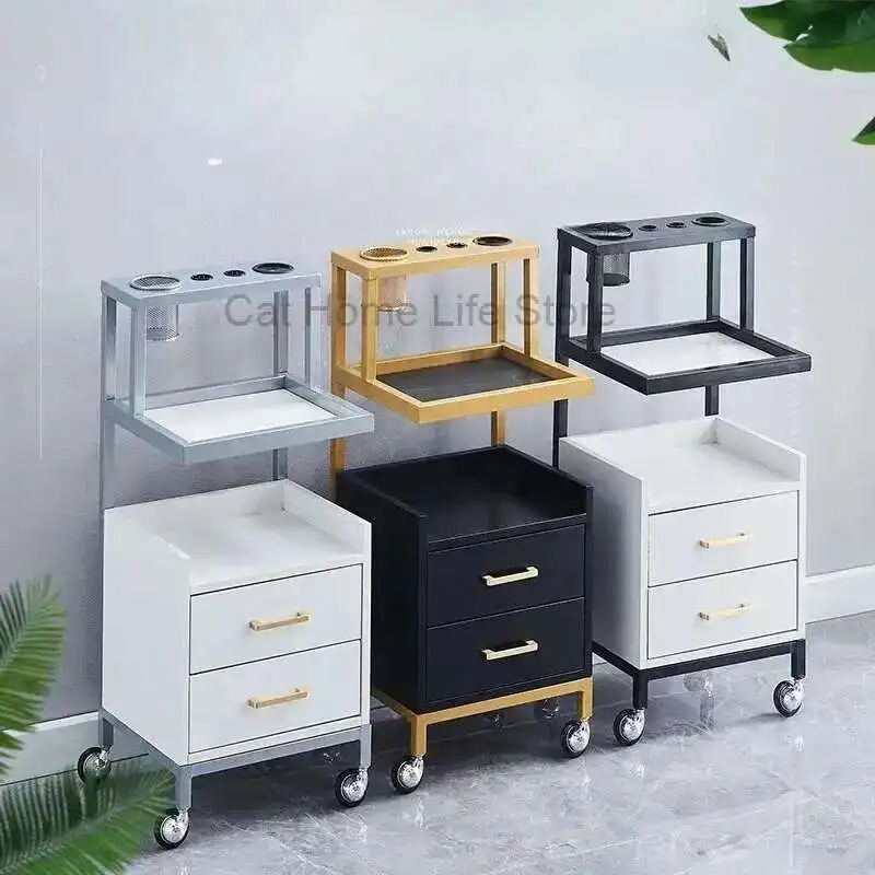 

Rolling Trolley Storage Beauty Wheels Aluminum Pink Organizers Trolleys Hair Salon Stations Furniture Cosmetic Lash Cart Tools