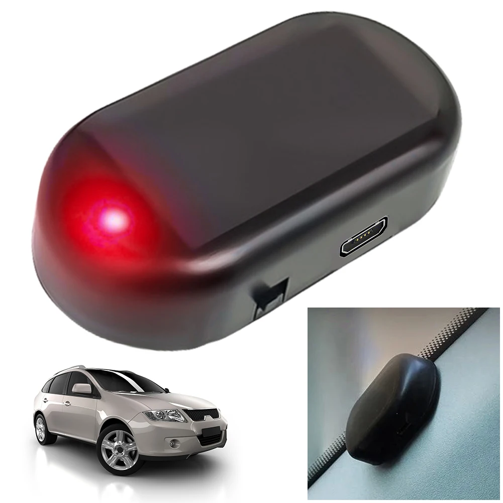 Solar Powered Car Fake  Light Super Bright Simulated Dummy Alarm Blue/Red Light Wireless Warning Anti-Theft Caution Lamp
