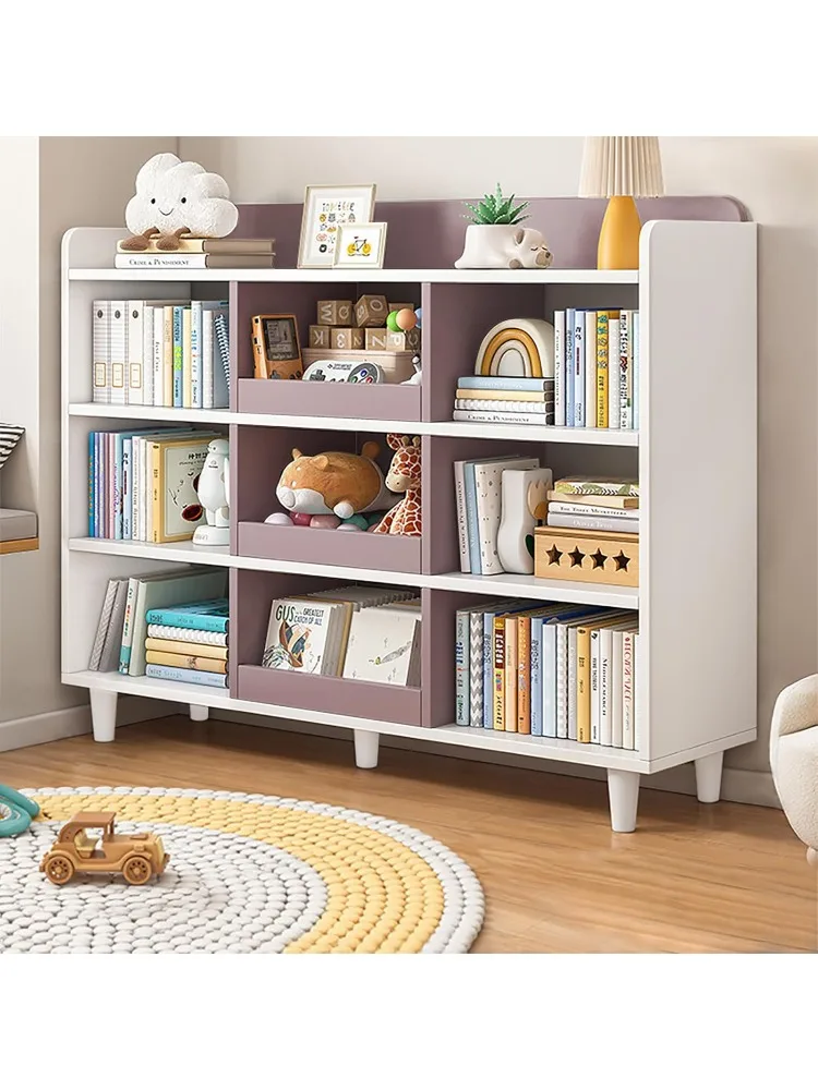 Wooden Cube Bookcase with Legs - 9-Cube Lattice Cute Cubby Bookshelf in White Mixed Mocha Brown